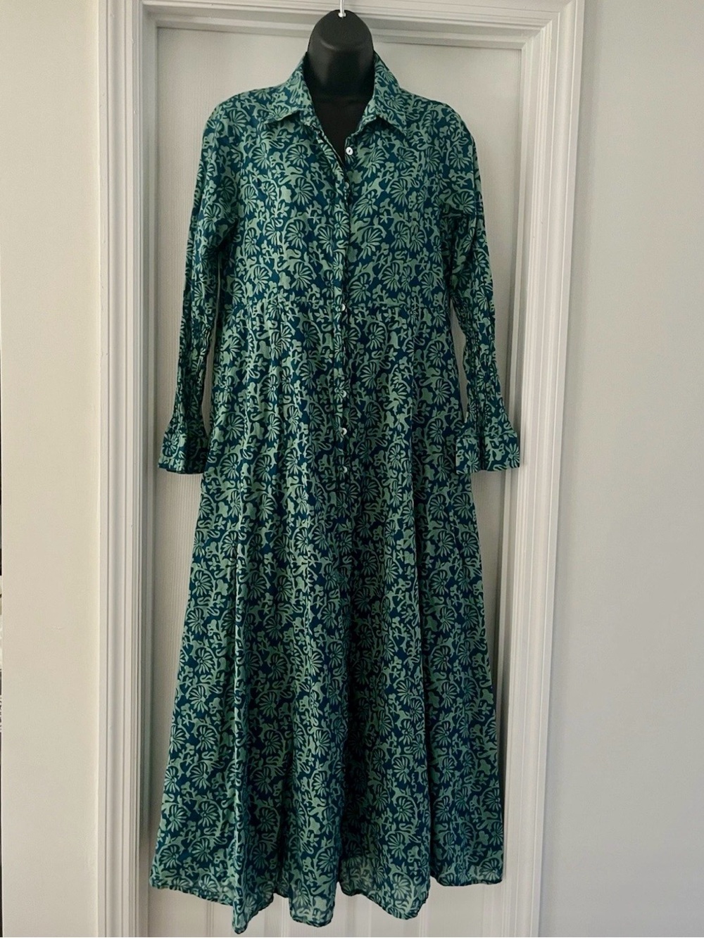 Livro classic block print maxi shirt dress